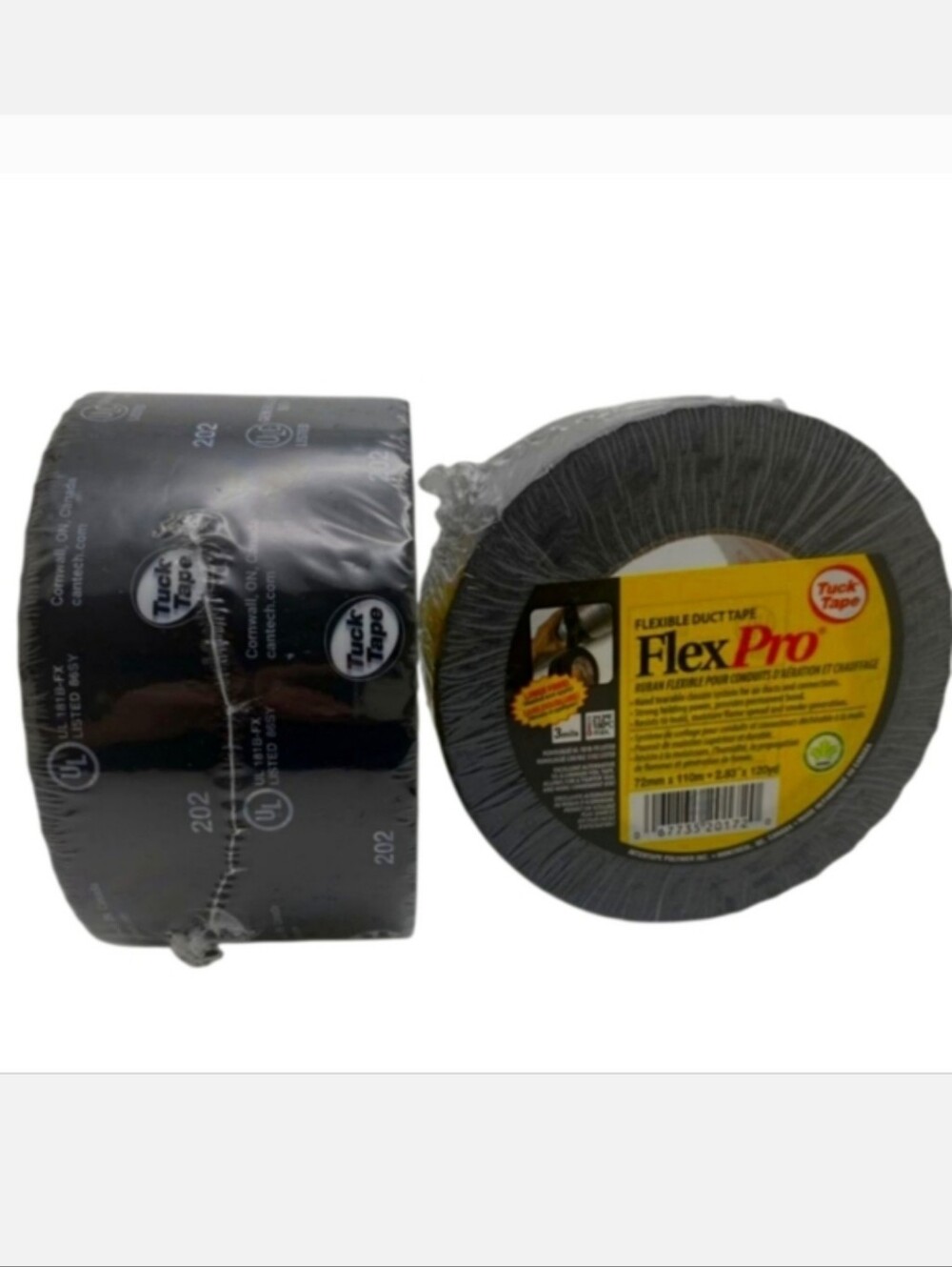 2 Rolls FlexPro 720ft Flexible 3mil Duct Tuck Tape 240 yards. Black
